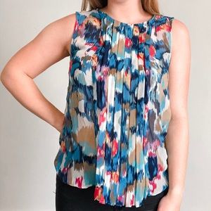 Multicolored Sheer Sleeveless Blouse